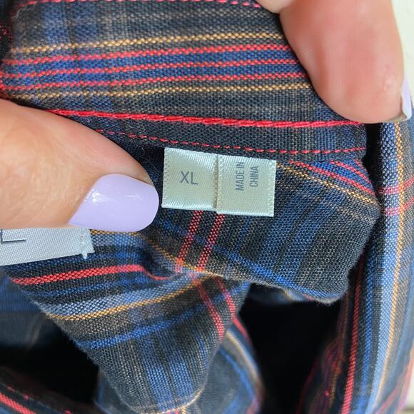 Slate Denim Co Plaid Dylan Shirt Size XL Button Down Black Red Multi Cotton - Picture 8 of 8